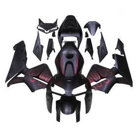 F52005-35 Sportfairings Black Red Flames Fairing For Honda Cbr600rr F5 2005 2006 05 06 Plastics Bodywork