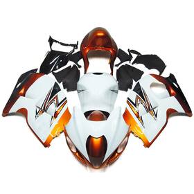 Fwgsxr1300-97-77 Sportfairings White Orange Fairings For Suzuki Gsxr1300 Hayabusa 1997 1999 - 2007 Abs Bodywork
