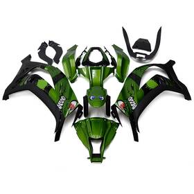 Fwzx10r-2011-33 Sportfairings Green Shark Attack Fairings For Kawasaki Zx10r 2011 - 2015 Ninja Zx-10r Bodywork