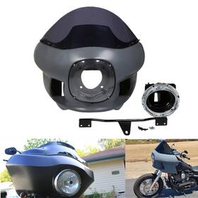 678989 Tcmt 7 Inch Round Headlight Upper Fairing Cowl Mount Windscreen For Harley Dyna Lowrider
