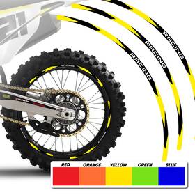 T-mxar01byw2118tfg80101t007ka Thefastgear Yellow 21 Inch 18 Dirt Bike Decal Rim Sticker R01 For Kawasaki Klx300r 22 23