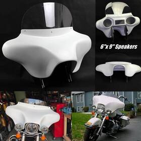 Us-hdf-4168-wt Topspeedmoto For 94-up Harley Road King Batwing Fairing With Clear Windshield And 6 Inch X 9 Speaker