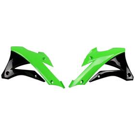9998aa9-05dc48 Ufo Ka04728#9998aa9-05dc48 Radiator Scoops Green/black For Kawasaki Kx100 2014-2021
