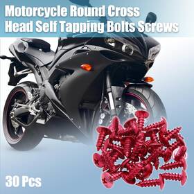 Uxcell 714998090515 30pcs Universal Red Motorcycle Car Round Cross Head Self Tapping Bolts Screws