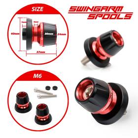 Spbb01xxxm6vmtop061 Vmbolt Red Bb01 Cnc M6 Rear Swing Arm Spools For Yamaha Yzf R1m R1 19 20 21 22 23