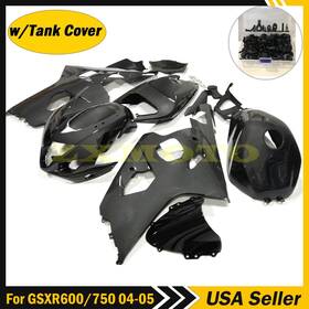 S0604pwg Zxmoto Carbon Fiber Fairing Kit Tank For Suzuki Gsxr600 / Gsxr750 2004-2005 Abs Black