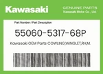 Kawasaki Genuine Cowling,winglet,rh,m.m.g.gray 55060-5317-68P. Fixed Price $399.22.