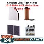 2019 Bmw 640I Xdrive Gran Turismo 3.0L Oil, Air & Cabin Filter Kit (0W-20). Fixed Price $149.95.