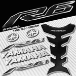 2-TONE Chrome Silver Pro Grip Fuel Tank PAD+6" Yamaha LOGO+YZF-R6 Emblem Sticker. Fixed Price $37.88.