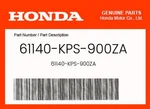 Honda Genuine 61140-KPS-900ZA. Fixed Price $30.10.