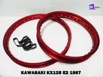 Kawasaki KX125 E2 1987 F & Aluminium Red Wheel Rim Set **BI4222**. Fixed Price $192.85.