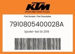 Ktm Genuine Spoiler-set Sx 2019 7910805400028A. Fixed Price $101.53.