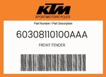 Ktm Genuine Front Fender - 60308110100AAA. Fixed Price $260.20.