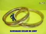 Kawasaki KX125E2 1987 F & Aluminium Gold Wheel Rim Set **SI1403**. Fixed Price $164.34.