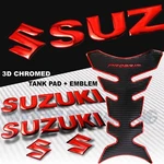 Chromed Red Pro Grip Fuel Tank PAD+8" Suzuki Logo+letter Fairing Emblem Sticker. Fixed Price $28.78.