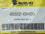 Suzuki Oem Part 45512-01H00 Cover,seat Tail. Fixed Price $69.99.