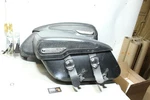 #2 99-08 Harley Road King Oem Hard Leather Saddlebag Set Pair Basket Weave. Fixed Price $225.00.