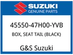 Suzuki Oem Part 45550-47H00-YVB Box, Seat Tail (black). Fixed Price $175.96.