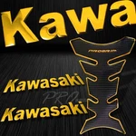 Chrome Gold Pro Fuel Tank PAD+8" Kawasaki Logo Fender Fairing Emblem Sticker Kit. Fixed Price $28.98.