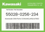 Kawasaki Genuine Cowling,lwr,lh,p.red 55028-0256-234. Fixed Price $234.67.