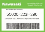 Kawasaki Genuine Guard,fork,lh,l.green 55020-2231-290. Fixed Price $54.33.