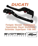 All Ducati's Evotech Performance Long Black Folding Brake & Clutch Levers Set. Fixed Price $200.86.