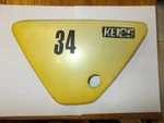 1977 Kawasaki KE125 Left Side Cover/panel OEM#36001-1051-4B (053). Fixed Price $100.00.