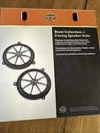 Harley 14-23 Street Glide Black Machined Burst Fairing Speaker Trim Covers. Fixed Price $160.00.