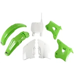 Ufo Plastic Kit Set Complete White Green Kawasaki KX125 KX250 1996-1998. Fixed Price $104.99.