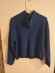 Central Park West Blue Wool Blend Sweater Cowl Neck Small. Fixed Price $22.00.