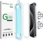 (2+2PACK) Amfilm For Iphone 15 -onetouch Glass Screen & Lens Protector 6.1". Fixed Price $10.99.