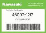 Kawasaki Genuine Lever-grip,choke 46092-1217. Fixed Price $6.69.