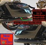 Oem 23-26 Genuine Harley Road Street Glide Saddlebags Midnight Firestorm Black. Fixed Price $499.95.
