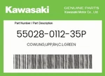 Kawasaki Genuine Cowling,upp,rh,c.l.green 55028-0112-35P. Fixed Price $209.54.