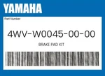 Yamaha Genuine Brake Pad Kit 4WV-W0045-00-00. Fixed Price $46.60.
