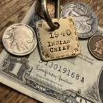 1940 Indian Chief Motorcycle Brass Key Fob. Fixed Price $28.50.