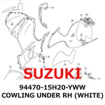 New Suzuki Genuine 2013 Hayabusa GSX1300R Cowling Under Rh (white). Fixed Price $829.99.