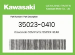 Kawasaki Genuine Fender-rear 35023-0410. Fixed Price $47.06.