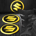 Pro Black+chrome Gold Fuel Grip Tank PAD+2"3D Suzuki Logo Fairing Emblem Sticker. Fixed Price $28.98.