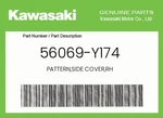 Kawasaki Genuine Pattern,side Cover,rh 56069-Y174. Fixed Price $63.40.