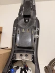 06-07 Gsxr 750 Rear Subframe Oem + Battery Bracket (straight). Fixed Price $115.00.