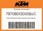 Ktm Genuine Rear Fender With Decal - 79708013000BJC. Fixed Price $103.03.